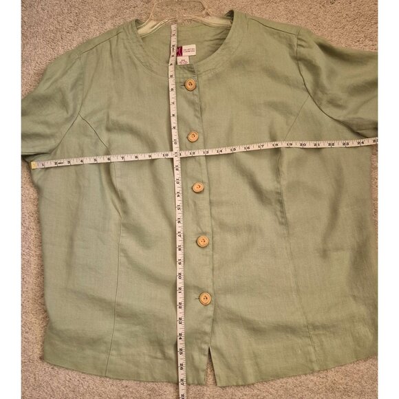 JM Collection 100% Linen Light Green Button Front Shirt Jacket Size 18W EUC - Picture 5 of 6